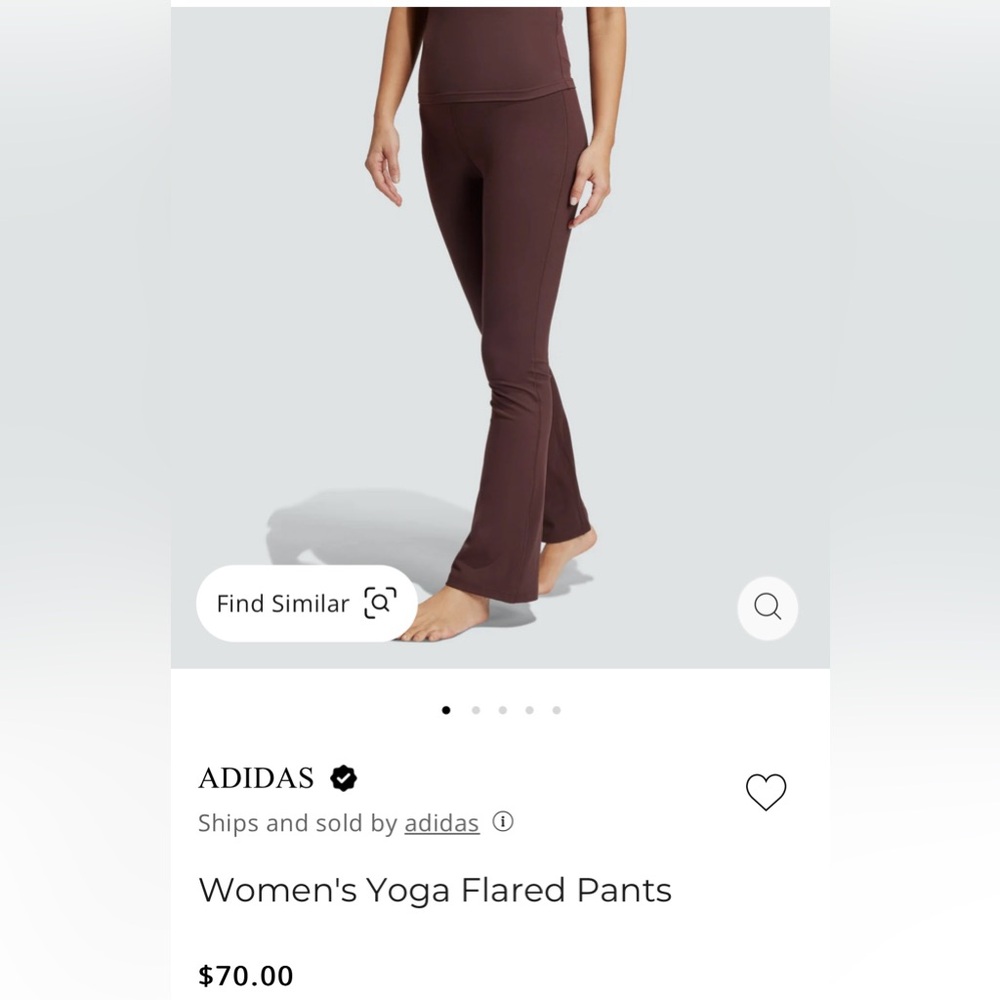 NWT Adidas women’s flared yoga pants in shadow brown sz Small.